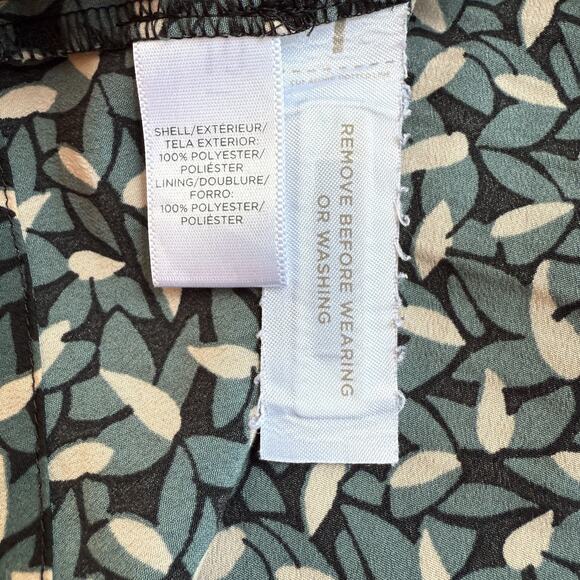 LOFT Dress Womens‎ Small Leaf Print Short Sleeve Belted Knee Length Polyester - Picture 11 of 12